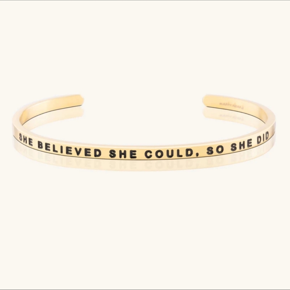 Mantraband Woman's Bracelet SHE BELIEVED SHE COULD, SO SHE DID. Rose Gold Finish